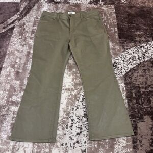 Madewell Mid Rise Kick Out Jean Womens 33x28 Green Waxed Coated Pants Casual